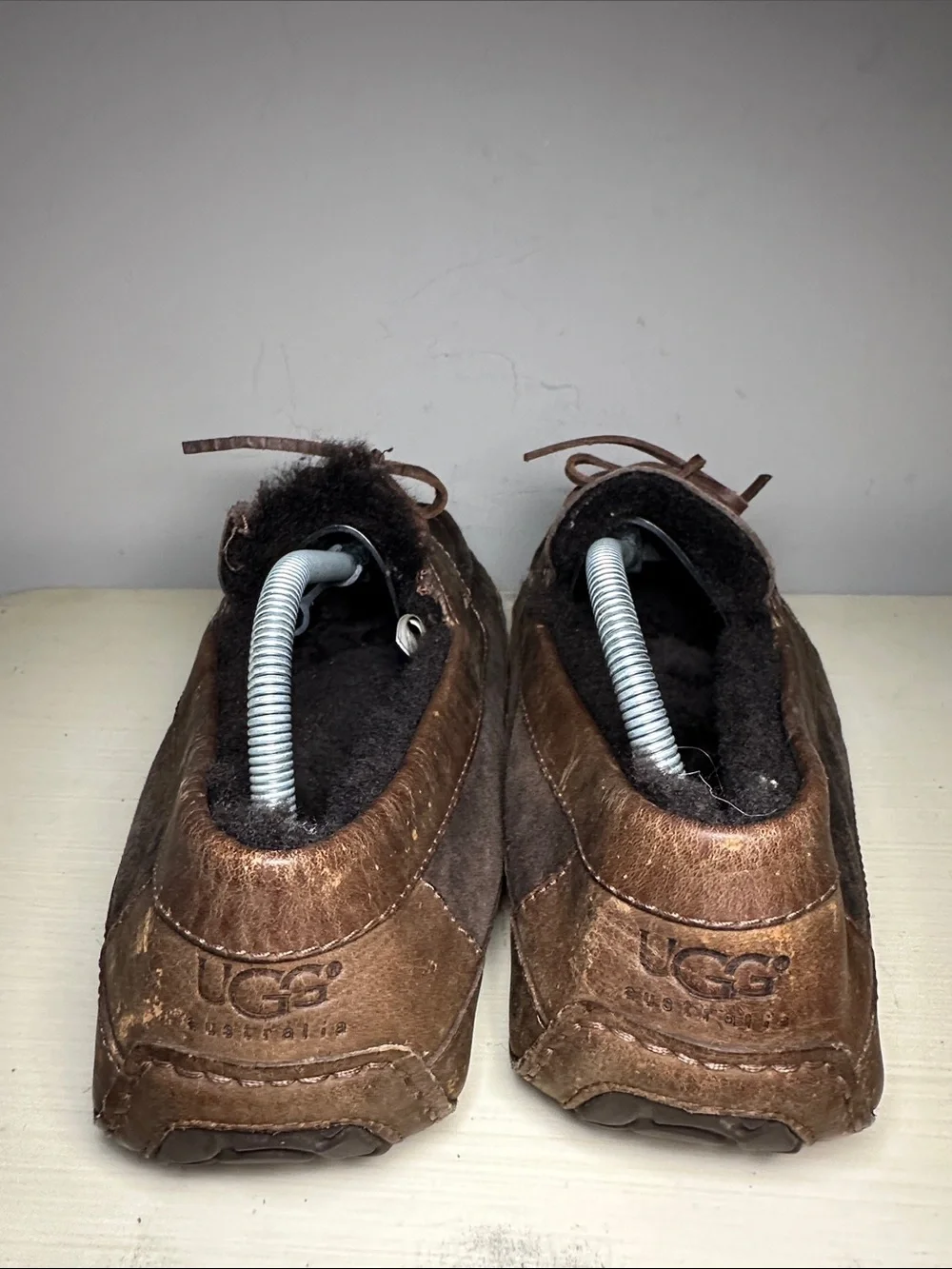 UGG Men's Dark Brown leather Slip-On Moccasinse